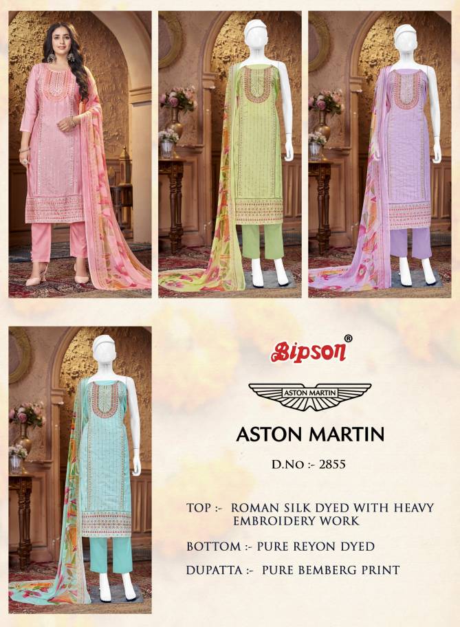 Aston Martin 2855 By Bipson Roman Silk Embroidery Non Catalog Dress Material Wholesale Shop In Surat	